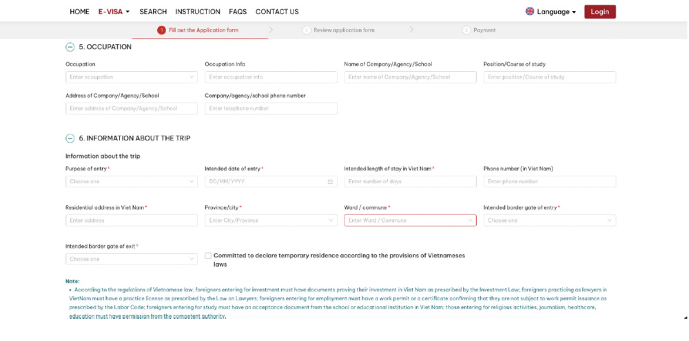 Applying E-Visa Instruction